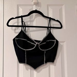 Shein Black and White trim corset cropped tank